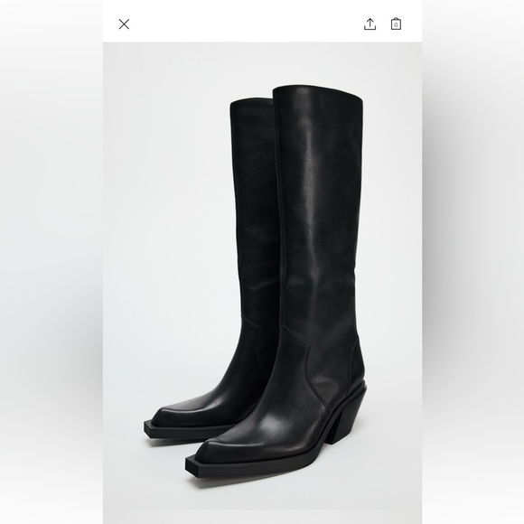 Zara leather cowboy boots - Picture 3 of 5